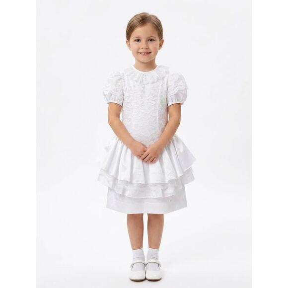 Kate Greenaway Other - Kate Greenaway Girls 6x White Peplum Bow Vintage 80s 90s Party Communion Dress
